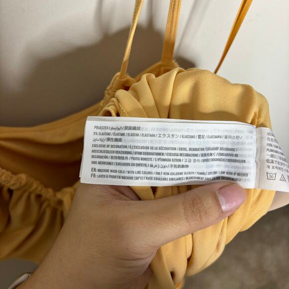 NWT Abercrombie & Fitch Yellow Fitted Mini Dress Women's Size XL - Picture 6 of 9